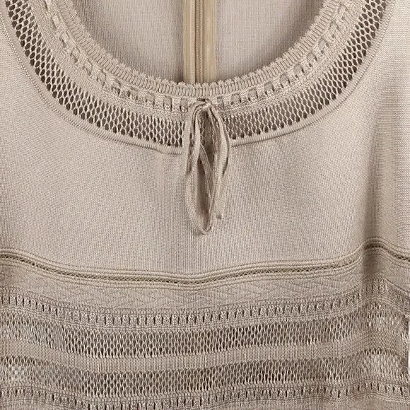 AZZEDINE ALAIA ICONIC VINTAGE SEMI SHEER CROCHET KNIT NEUTRAL DRESS SIZE SMALL - Picture 8 of 11